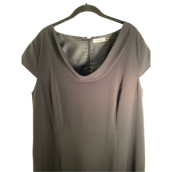 Calvin Klein plus size black front drape knee length dress size 16 W ￼ - Picture 3 of 4